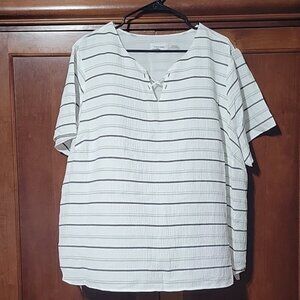 Calvin Klein Blouse plus size 2x short sleeve striped‎